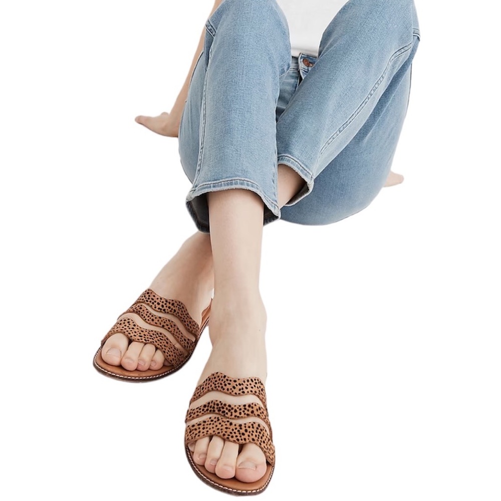 Madewell The Wave slide Sandal in cheetah pattern calf hair